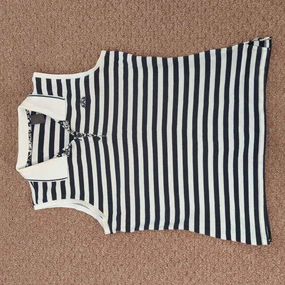 unknown Tops - Striped Sleeveless Polo Shirt